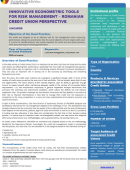 Good Practice | Innovative Econometric Tools for Risk Management – Romanian Credit Union Perspective - cover