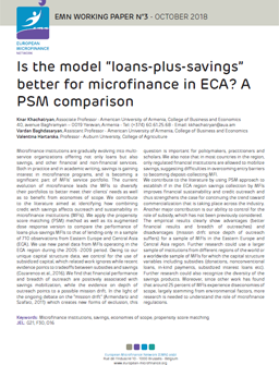Is the model “loans-plus-savings” better for microfinance in ECA? Cover